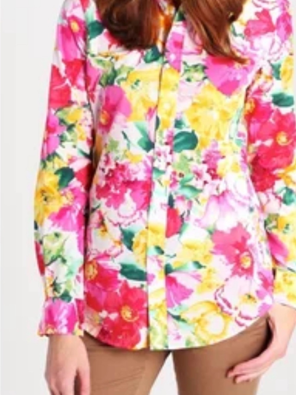 Polo by Ralph Lauren Pink Yellow Green Floral Button-Down Shirt size 8 fitted